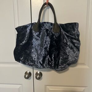 Elegant Blue Velvet Tote Bag